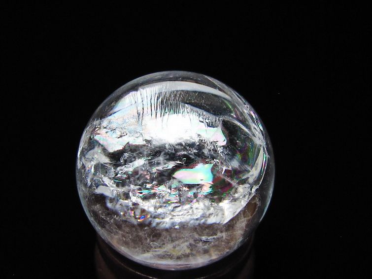 アイリスクォーツ 水晶 丸玉 虹入り 26mm スフィア 水晶玉 置物 原石 一点物 141-8561