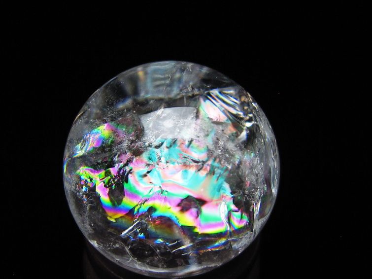 アイリスクォーツ 水晶 丸玉 虹入り 25mm スフィア 水晶玉 置物 原石 一点物 141-8562