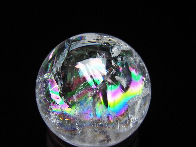 アイリスクォーツ 水晶 丸玉 虹入り 25mm スフィア 水晶玉 置物 原石 一点物 141-8563