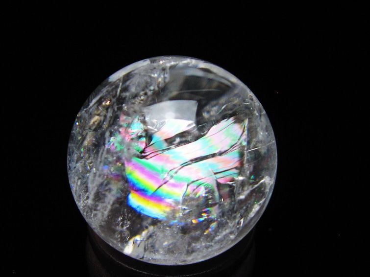 アイリスクォーツ 水晶 丸玉 虹入り 25mm スフィア 水晶玉 置物 原石 一点物 141-8564