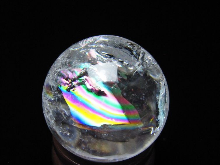 アイリスクォーツ 水晶 丸玉 虹入り 25mm スフィア 水晶玉 置物 原石 一点物 141-8565