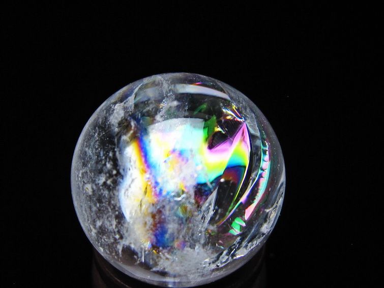 アイリスクォーツ 水晶 丸玉 虹入り 25mm スフィア 水晶玉 置物 原石 一点物 141-8566