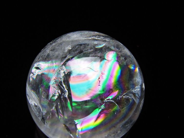 アイリスクォーツ 水晶 丸玉 虹入り 25mm スフィア 水晶玉 置物 原石 一点物 141-8568