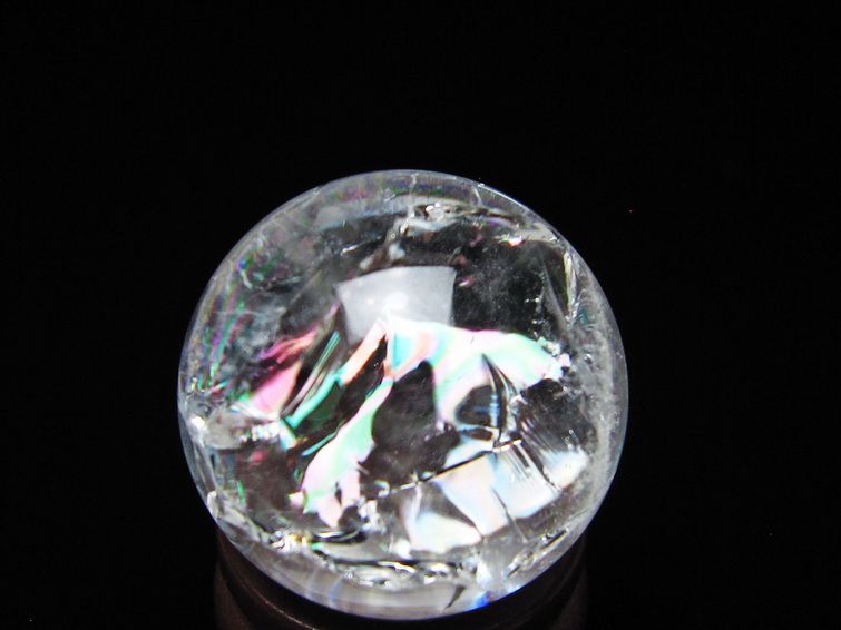 アイリスクォーツ 水晶 丸玉 虹入り 25mm スフィア 水晶玉 置物 原石 一点物 141-8569