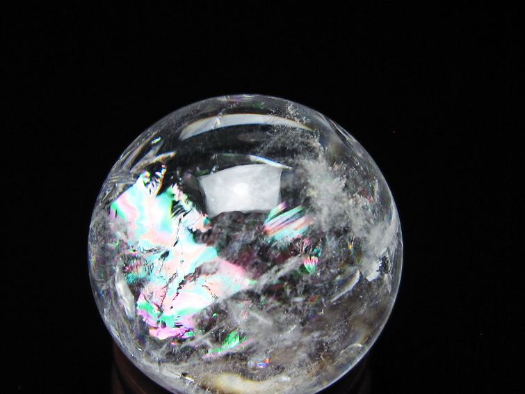 アイリスクォーツ 水晶 丸玉 虹入り 25mm スフィア 水晶玉 置物 原石 一点物 141-8570