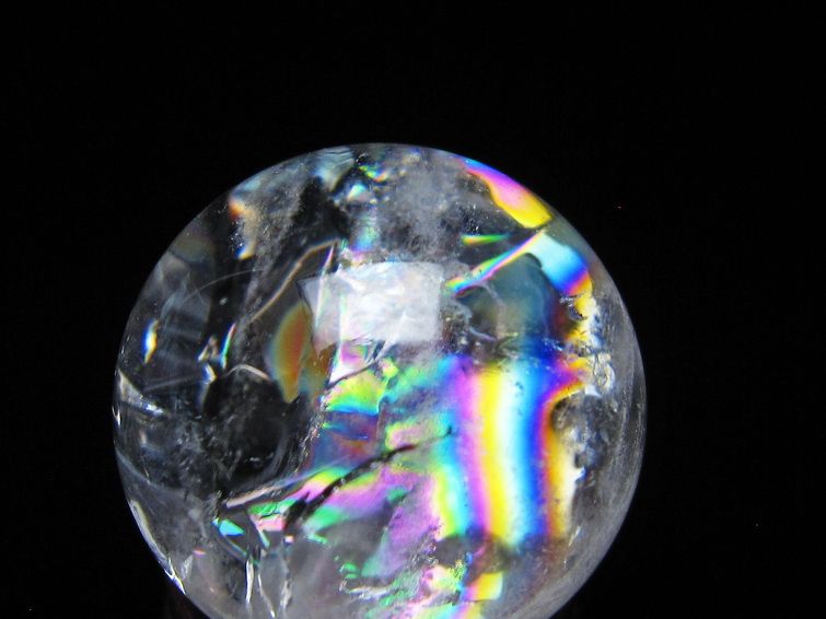 アイリスクォーツ 水晶 丸玉 虹入り 25mm スフィア 水晶玉 置物 原石 一点物 141-8573