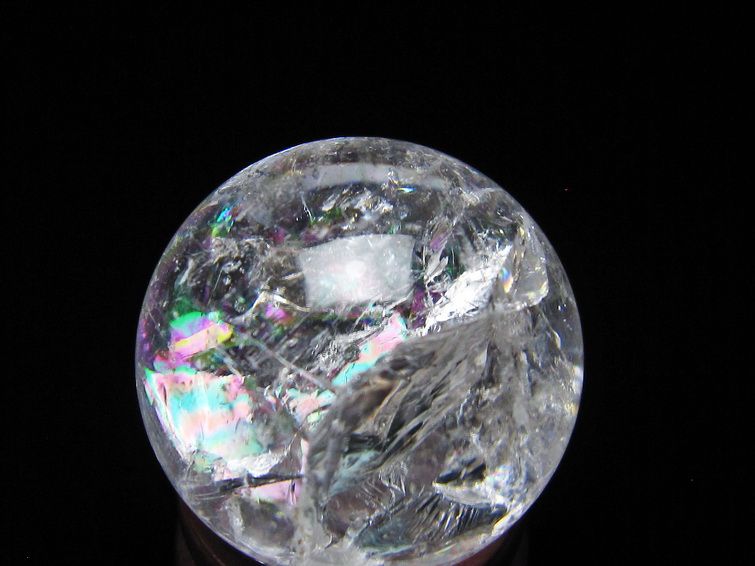 アイリスクォーツ 水晶 丸玉 虹入り 25mm スフィア 水晶玉 置物 原石 一点物 141-8575