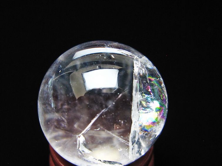 アイリスクォーツ 水晶 丸玉 虹入り 25mm スフィア 水晶玉 置物 原石 一点物 141-8577