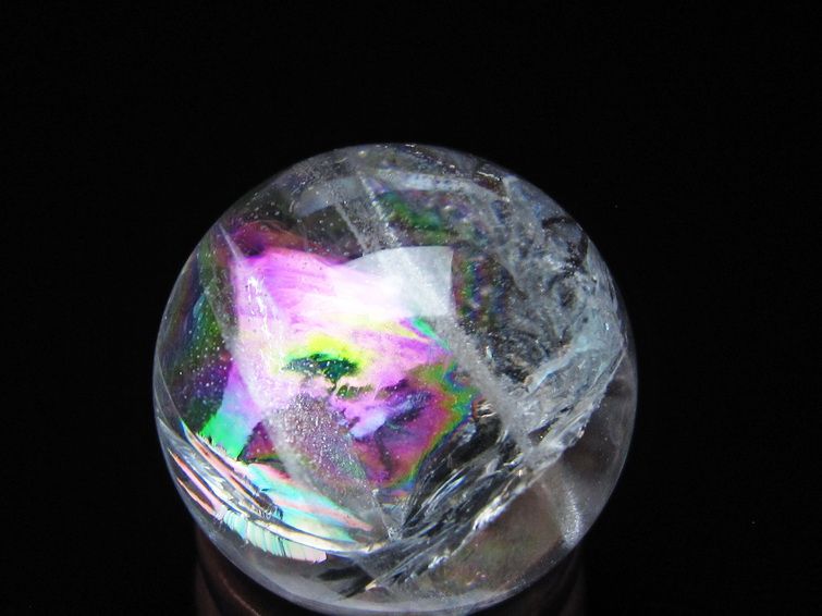 アイリスクォーツ 水晶玉 虹入り 25mm 水晶 丸玉 スフィア 置物 原石 一点物 141-8580