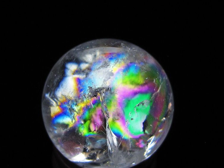 アイリスクォーツ 水晶玉 虹入り 25mm 水晶 丸玉 スフィア 置物 原石 一点物 141-8581