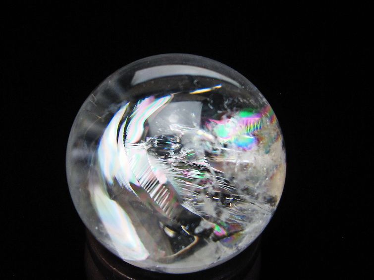 アイリスクォーツ 水晶玉 虹入り 25mm 水晶 丸玉 スフィア 置物 原石 一点物 141-8586