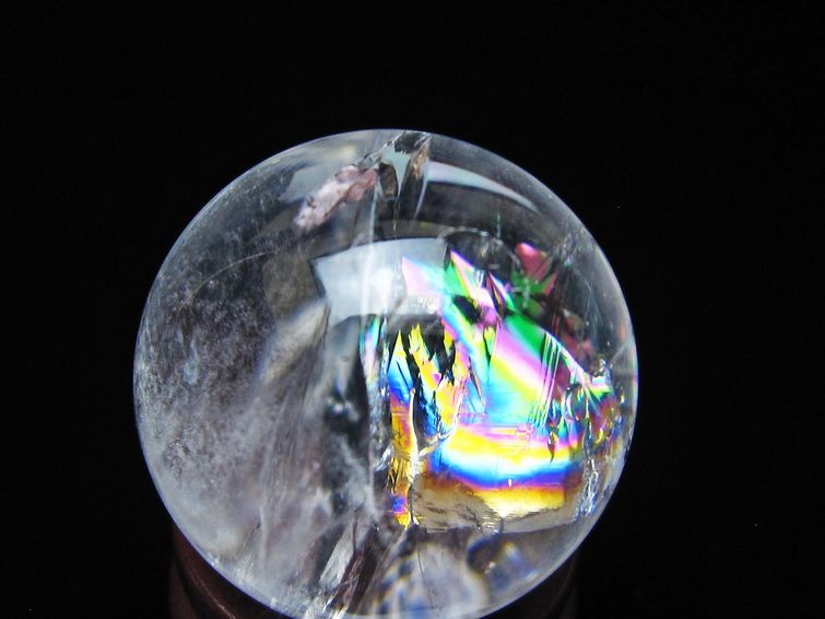 アイリスクォーツ 水晶玉 虹入り 25mm 水晶 丸玉 スフィア 置物 原石 一点物 141-8588