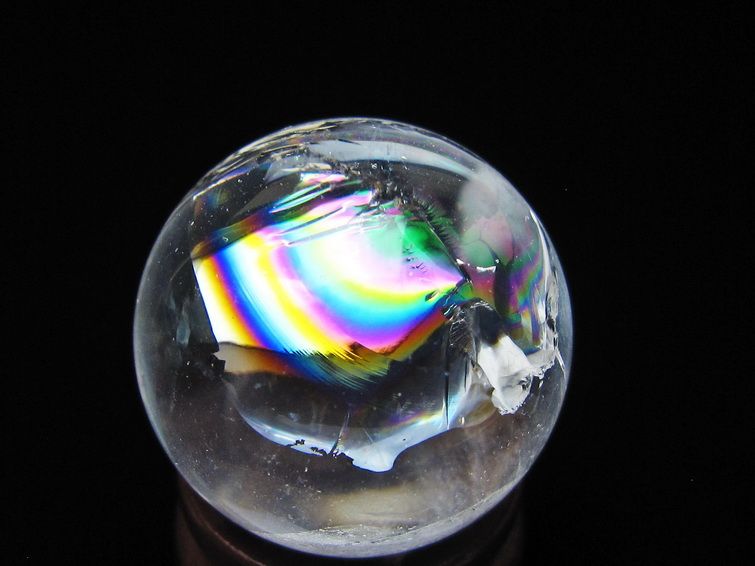 アイリスクォーツ 水晶玉 虹入り 26mm 水晶 丸玉 スフィア 置物 原石 一点物 141-8591