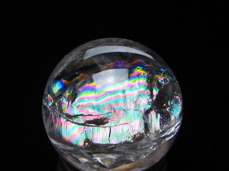 アイリスクォーツ 水晶玉 虹入り 26mm 水晶 丸玉 スフィア 置物 原石 一点物 141-8595