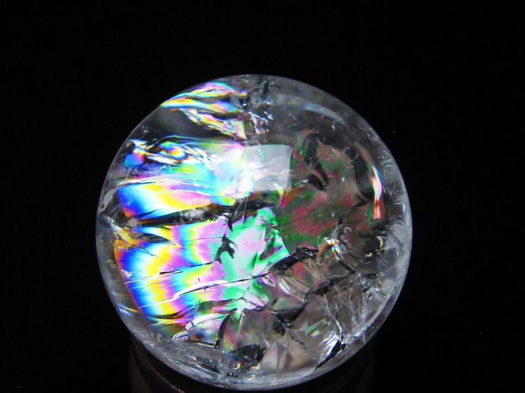 アイリスクォーツ 水晶玉 虹入り 26mm 水晶 丸玉 スフィア 置物 原石 一点物 141-8599