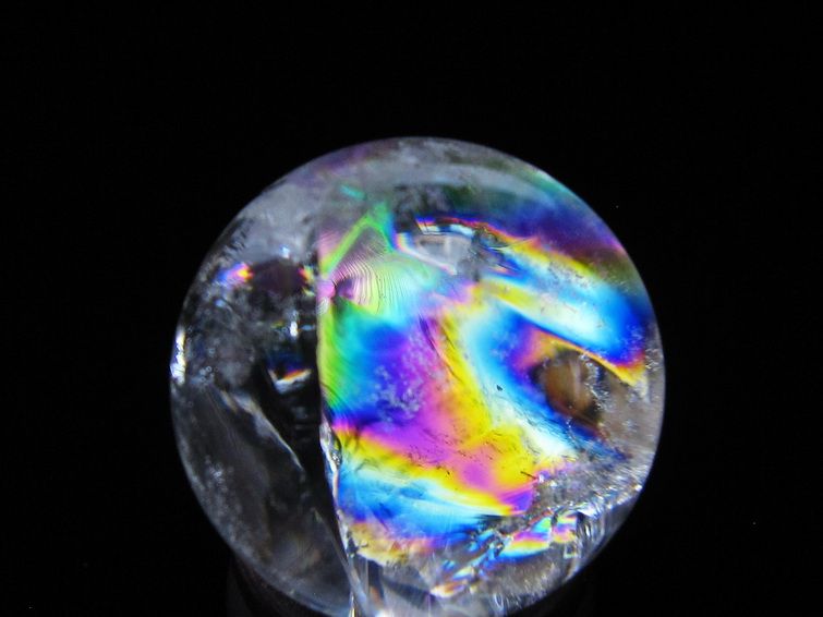 アイリスクォーツ 水晶玉 虹入り 27mm 水晶 丸玉 スフィア 置物 原石 一点物 141-8601