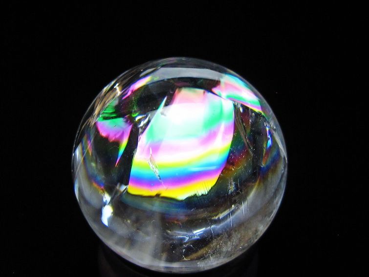 アイリスクォーツ 水晶玉 虹入り 27mm 水晶 丸玉 スフィア 置物 原石 一点物 141-8612