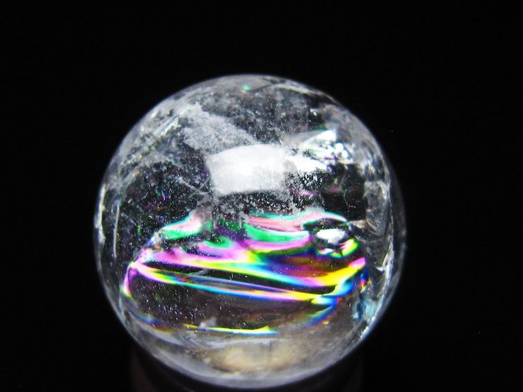 アイリスクォーツ 水晶玉 虹入り 27mm 水晶 丸玉 スフィア 置物 原石 一点物 141-8618