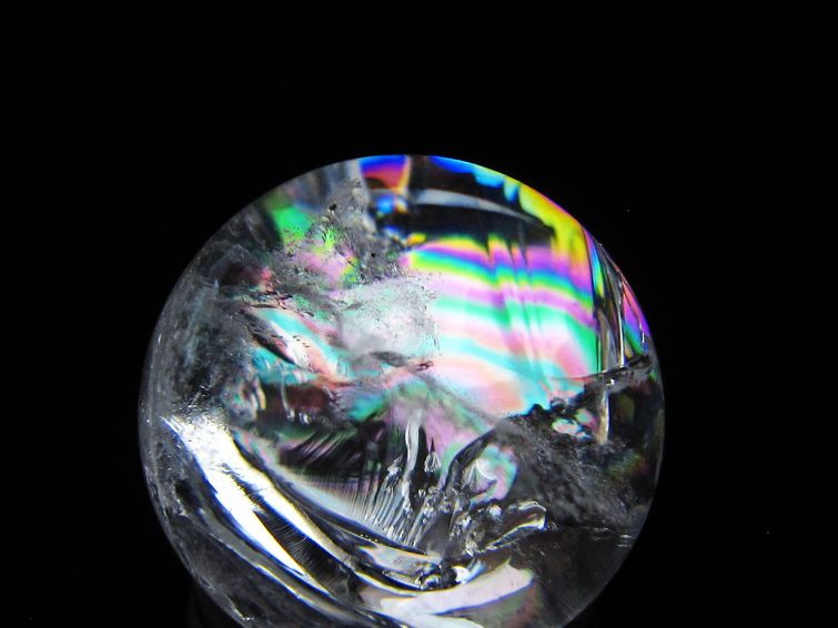 アイリスクォーツ 水晶玉 虹入り 26mm 水晶 丸玉 スフィア 置物 原石 一点物 141-8624