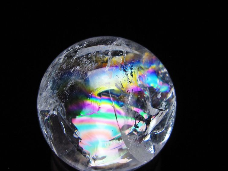 アイリスクォーツ 水晶玉 虹入り 26mm 水晶 丸玉 スフィア 置物 原石 一点物 141-8626