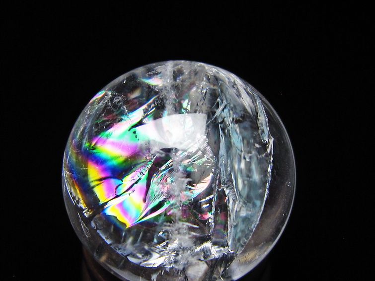 アイリスクォーツ 水晶玉 虹入り 25mm 水晶 丸玉 スフィア 置物 原石 一点物 141-8632