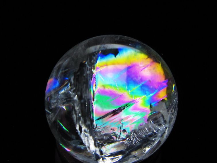 アイリスクォーツ 水晶玉 虹入り 25mm 水晶 丸玉 スフィア 置物 原石 一点物 141-8633