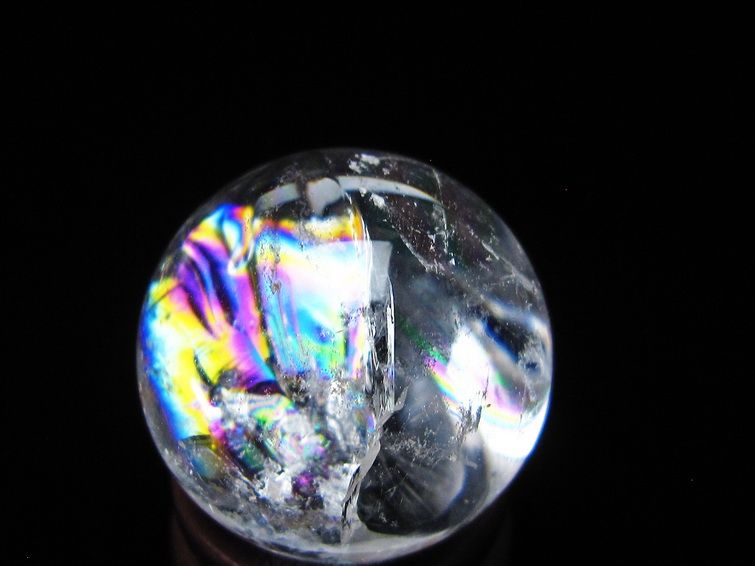 アイリスクォーツ 水晶玉 虹入り 25mm 水晶 丸玉 スフィア 置物 原石 一点物 141-8635