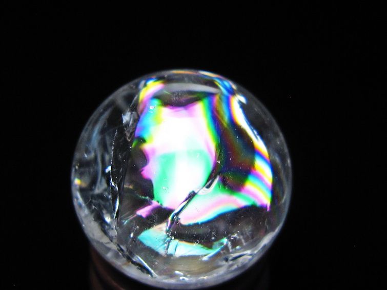 アイリスクォーツ 水晶玉 虹入り 25mm 水晶 丸玉 スフィア 置物 原石 一点物 141-8637