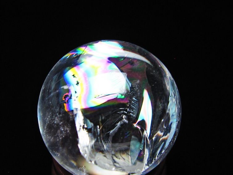 アイリスクォーツ 水晶玉 虹入り 25mm 水晶 丸玉 スフィア 置物 原石 一点物 141-8649