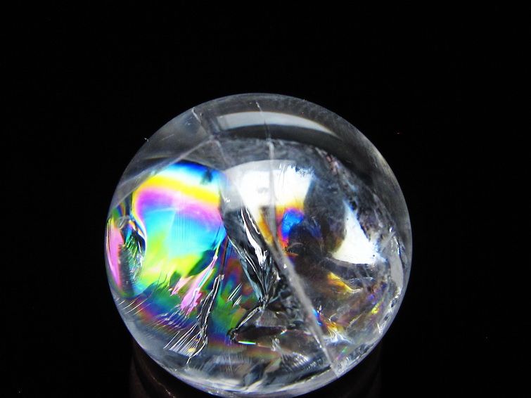アイリスクォーツ 水晶玉 虹入り 25mm 水晶 丸玉 スフィア 置物 原石 一点物 141-8653