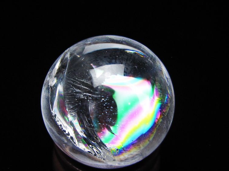 アイリスクォーツ 水晶玉 虹入り 25mm 水晶 丸玉 スフィア 置物 原石 一点物 141-8657