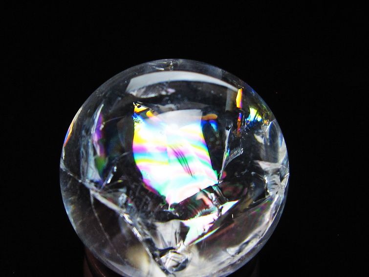アイリスクォーツ 水晶玉 虹入り 26mm 水晶 丸玉 スフィア 置物 原石 一点物 141-8670
