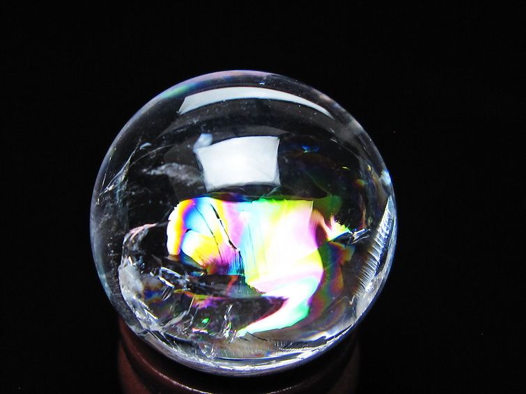アイリスクォーツ 水晶玉 虹入り 26mm 水晶 丸玉 スフィア 置物 原石 一点物 141-8671