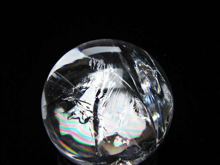アイリスクォーツ 水晶玉 虹入り 27mm 水晶 丸玉 スフィア 置物 原石 一点物 141-8682