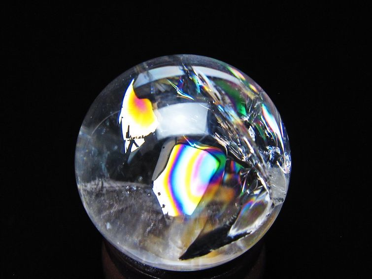 アイリスクォーツ 水晶玉 虹入り 27mm 水晶 丸玉 スフィア 置物 原石 一点物 141-8689