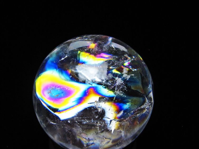 アイリスクォーツ 水晶玉 虹入り 28mm 水晶 丸玉 スフィア 置物 原石 一点物 141-8693