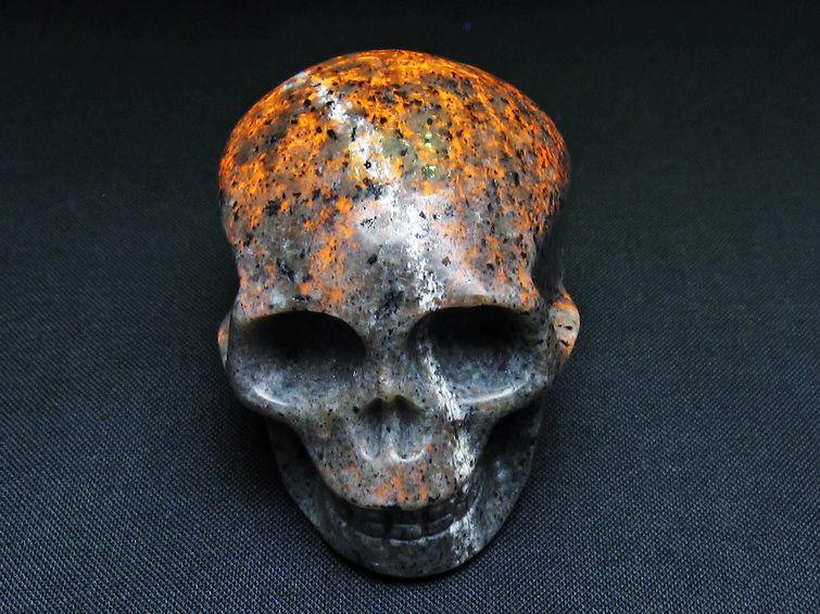 ユーパーライト 手彫り 置物 ドクロ スカル 一点物 144-230