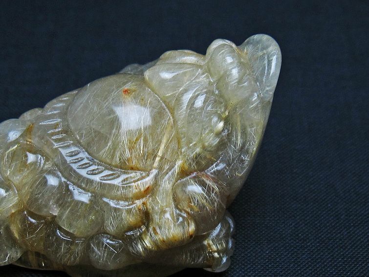 タイチンルチルクォーツ 手彫り 置物 キンセン 金蟾 一点物 145-1706