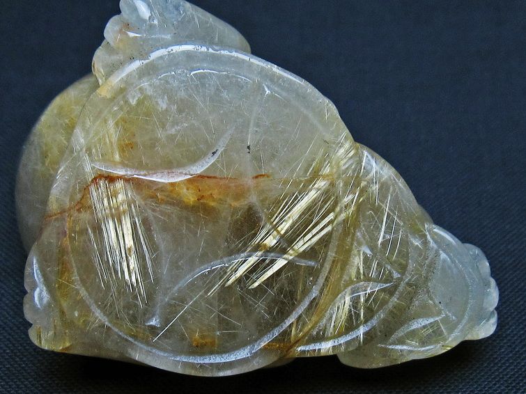 タイチンルチルクォーツ 手彫り 置物 キンセン 金蟾 一点物 145-1706