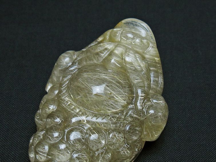 タイチンルチルクォーツ 手彫り 置物 キンセン 金蟾 一点物 145-1736