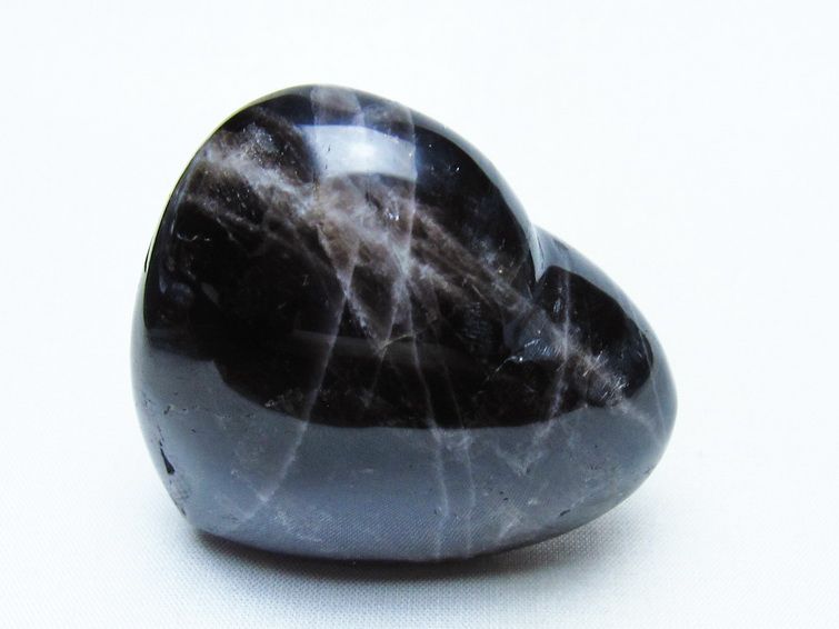 モリオン 置物 ハート 黒水晶 一点物 145-1956