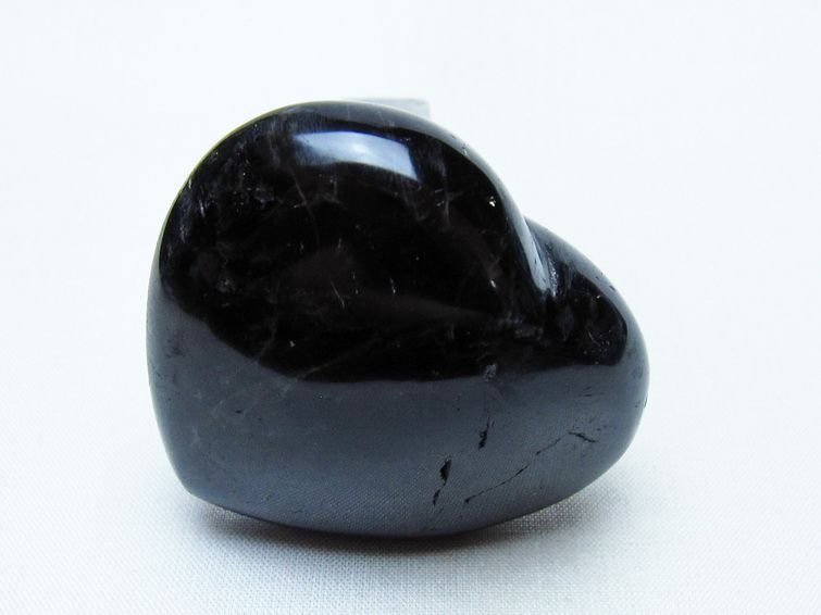 モリオン 置物 ハート 黒水晶 一点物 145-2051