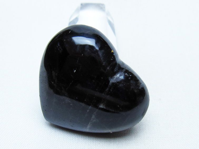 モリオン 置物 ハート 黒水晶 一点物 145-2072