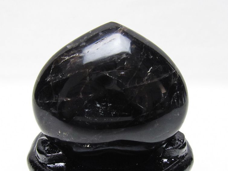 モリオン 置物 ハート 黒水晶 一点物 台座付属 145-2092