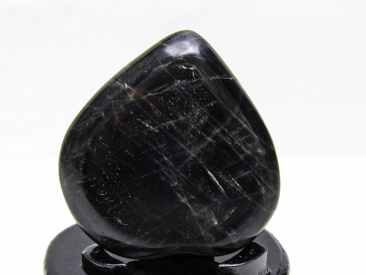 モリオン 置物 ハート 黒水晶 一点物 台座付属 145-2094