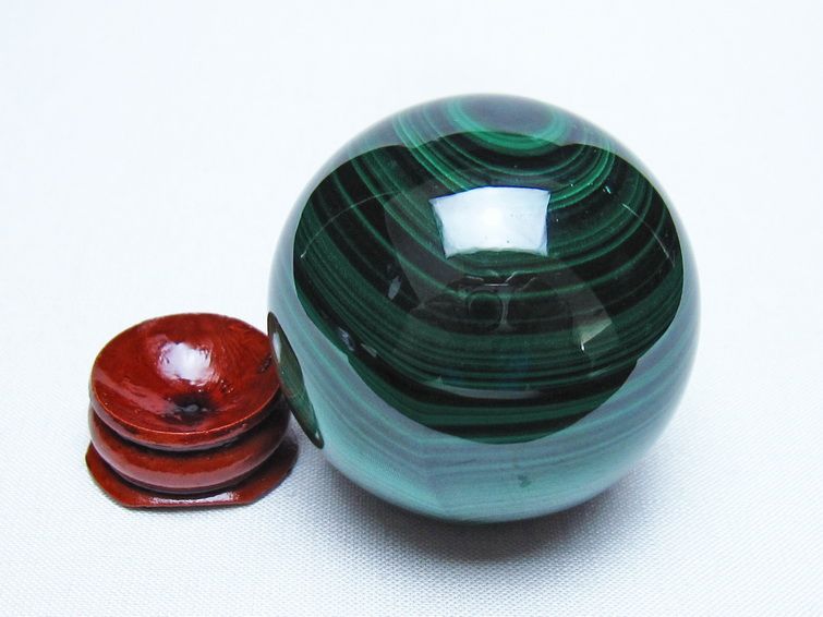 マラカイト 丸玉 48mm スフィア 置物 一点物 151-10193