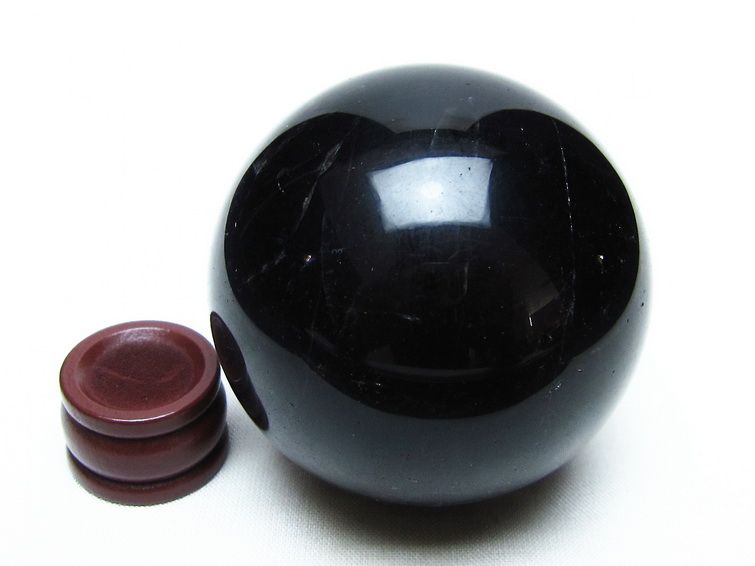 黒水晶 スフィア モリオン 丸玉 60mm 原石 置物 一点物 151-10422