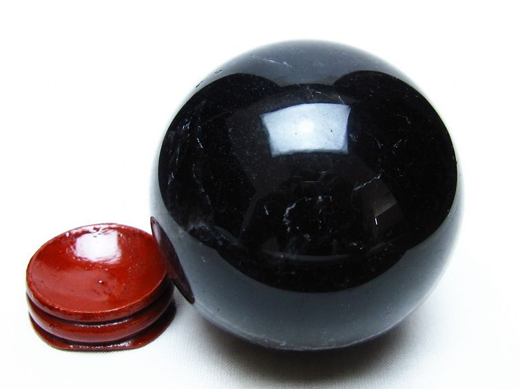 黒水晶 スフィア モリオン 丸玉 68mm 原石 置物 一点物 151-10430