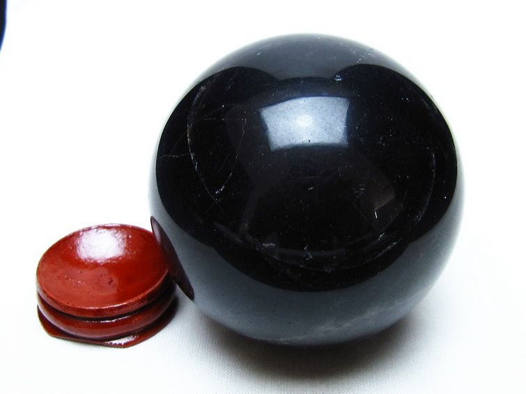 黒水晶 スフィア モリオン 丸玉 71mm 原石 置物 一点物 151-10433
