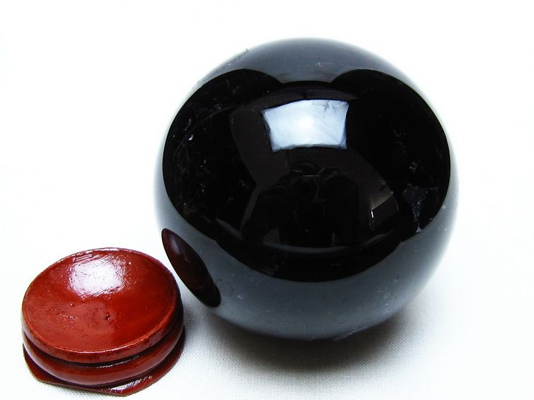 黒水晶 スフィア モリオン 丸玉 63mm 原石 置物 一点物 151-10438